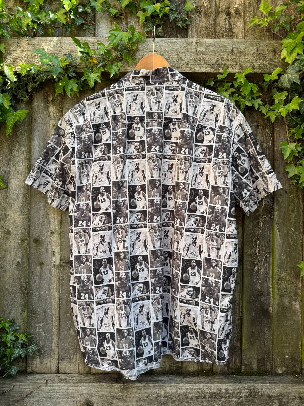 Basketball Photo Print Shirt | Monochrome Sports Graphic Short Sleeve