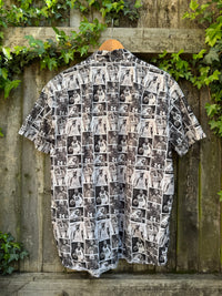 Basketball Photo Print Shirt | Monochrome Sports Graphic Short Sleeve