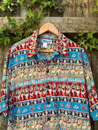Vintage Hawaiian Print Festival Shirt | Tropical Pattern Short Sleeve