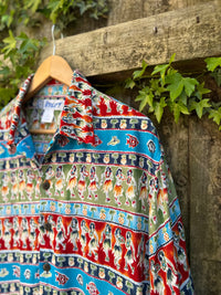 Vintage Hawaiian Print Festival Shirt | Tropical Pattern Short Sleeve