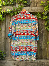 Vintage Hawaiian Print Festival Shirt | Tropical Pattern Short Sleeve
