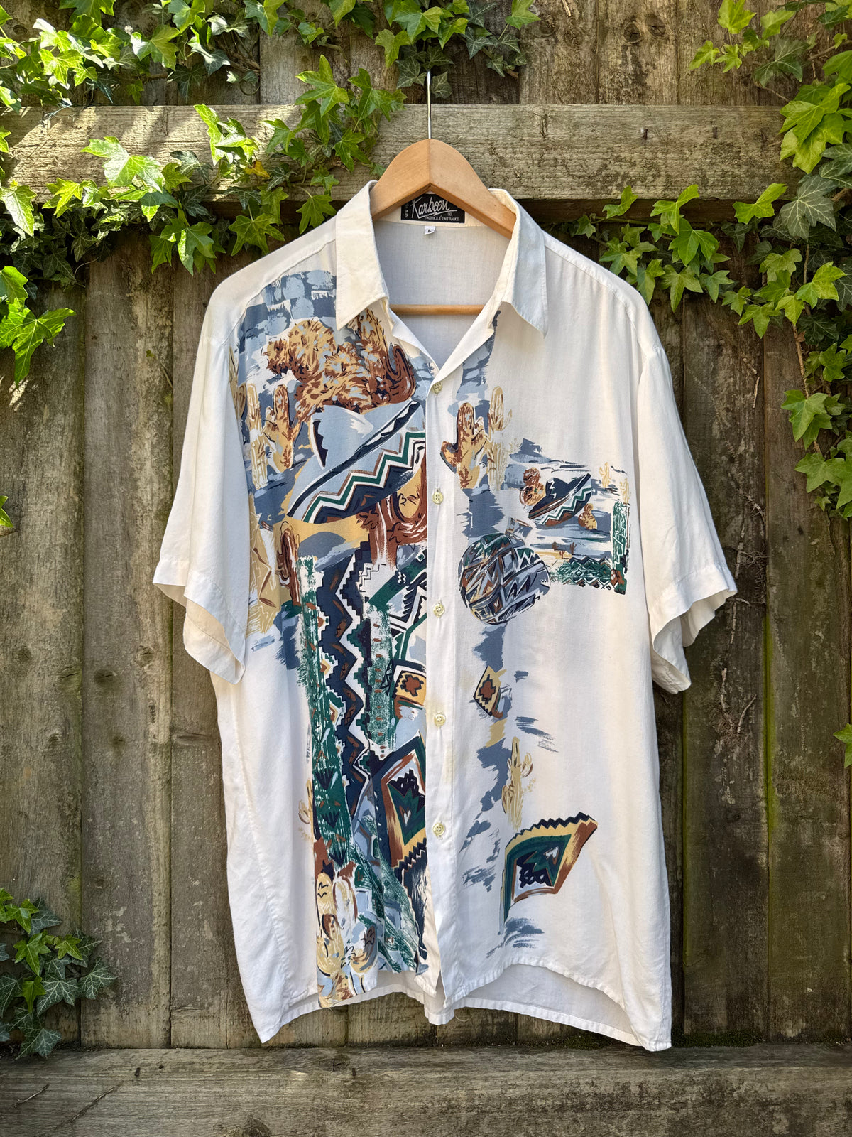 Vintage Abstract Print Shirt | Graphic Pattern Short Sleeve