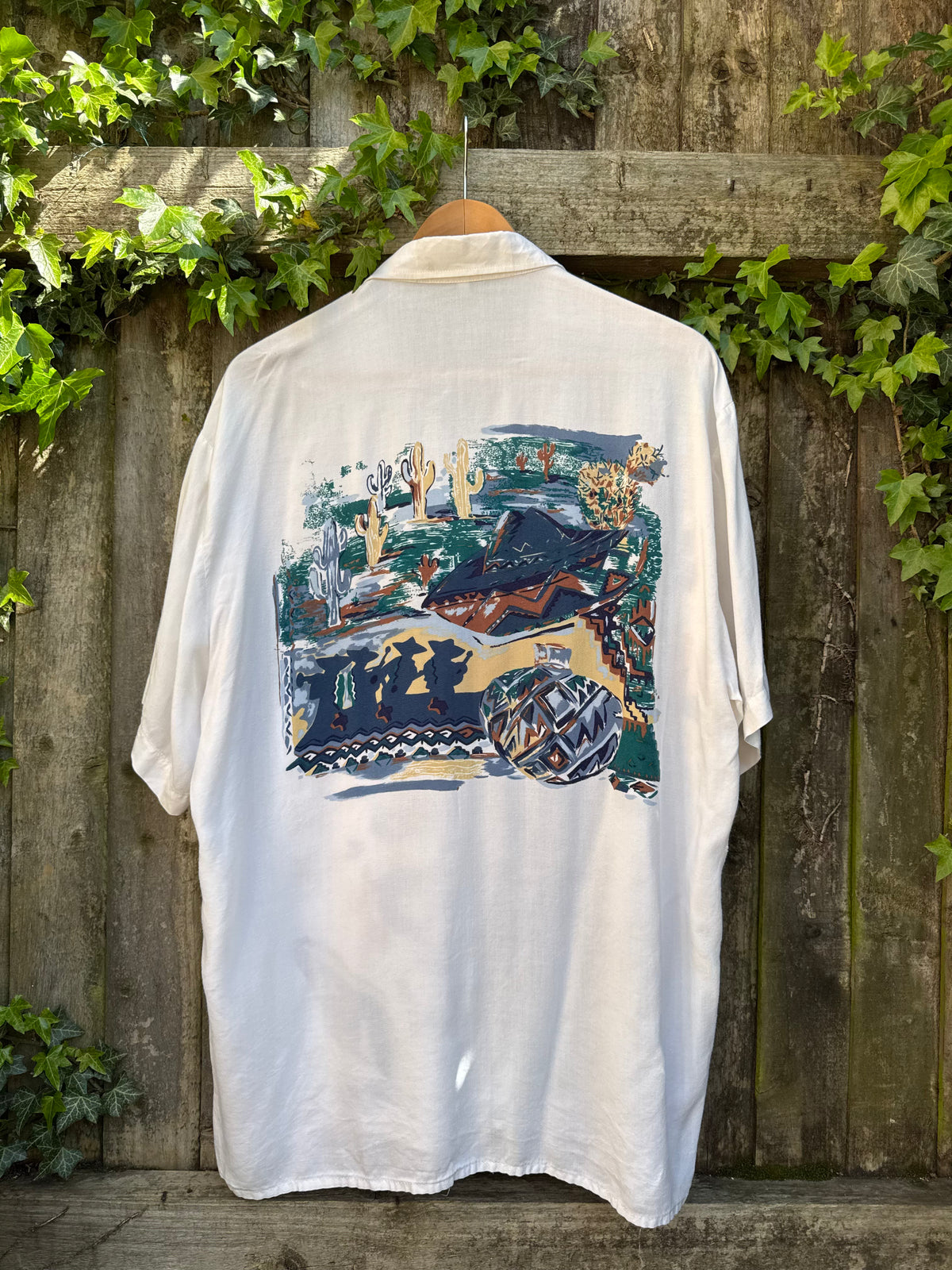 Vintage Abstract Print Shirt | Graphic Pattern Short Sleeve
