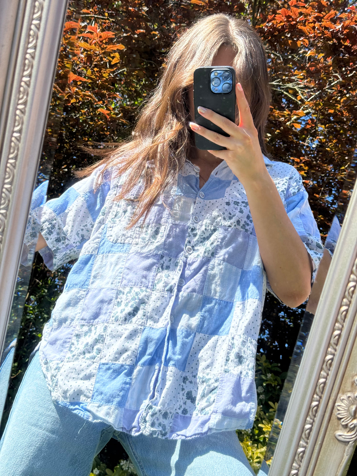 Vintage Patchwork Pattern Shirt | Mixed Print Short Sleeve
