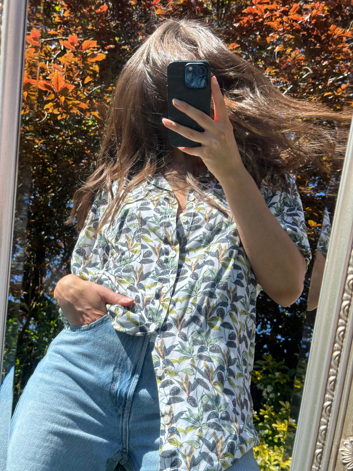 Vintage Tropical Leaf Pattern Shirt | Short Sleeve