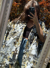 Vintage Floral Abstract Print Shirt | Graphic Pattern Short Sleeve