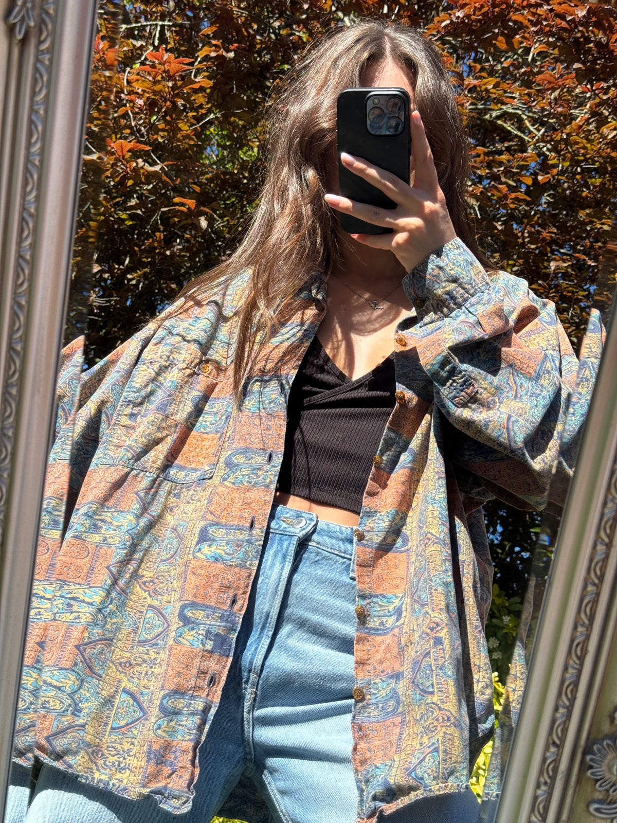 Vintage Abstract Pattern Shirt | Multi Colour Long Sleeve