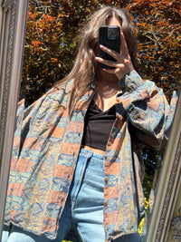 Vintage Abstract Pattern Shirt | Multi Colour Long Sleeve