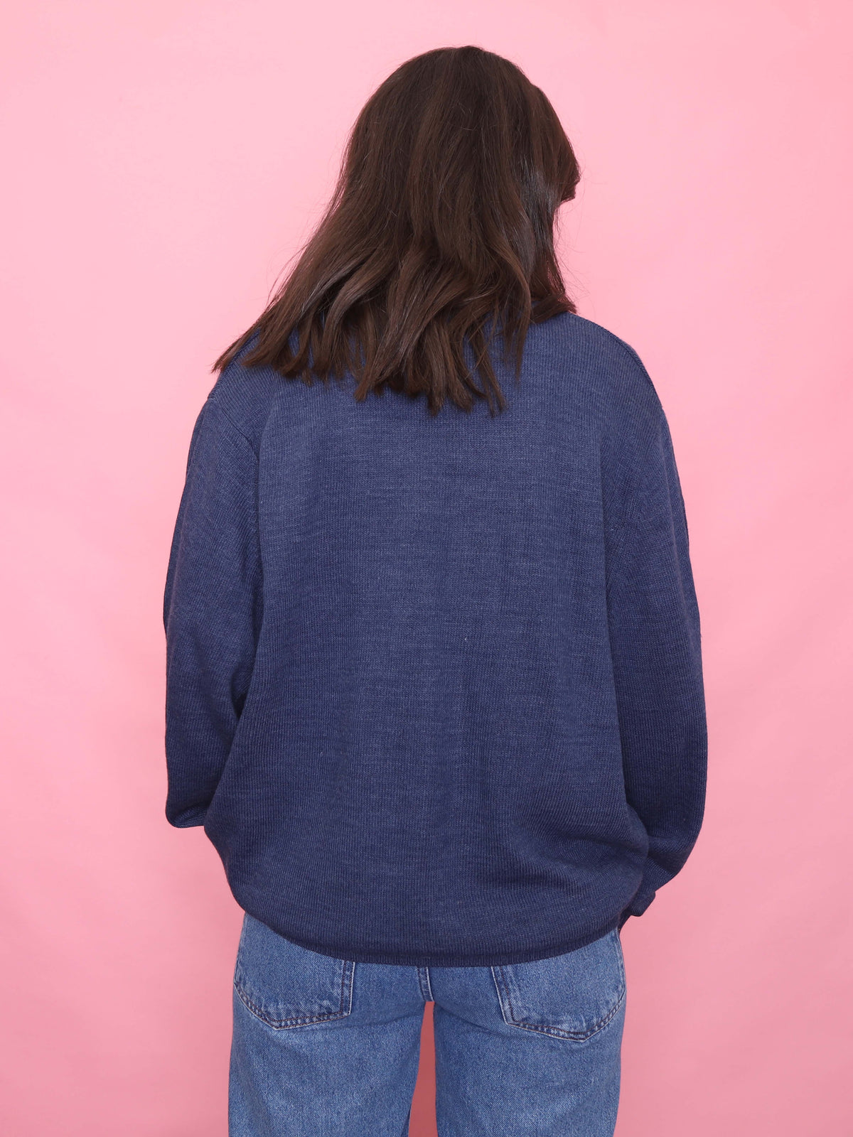Vintage Navy Blue Knit Cardigan