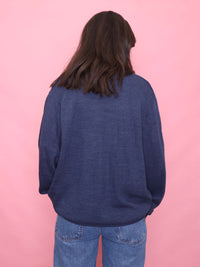 Vintage Navy Blue Knit Cardigan