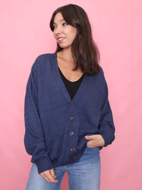 Vintage Navy Blue Knit Cardigan