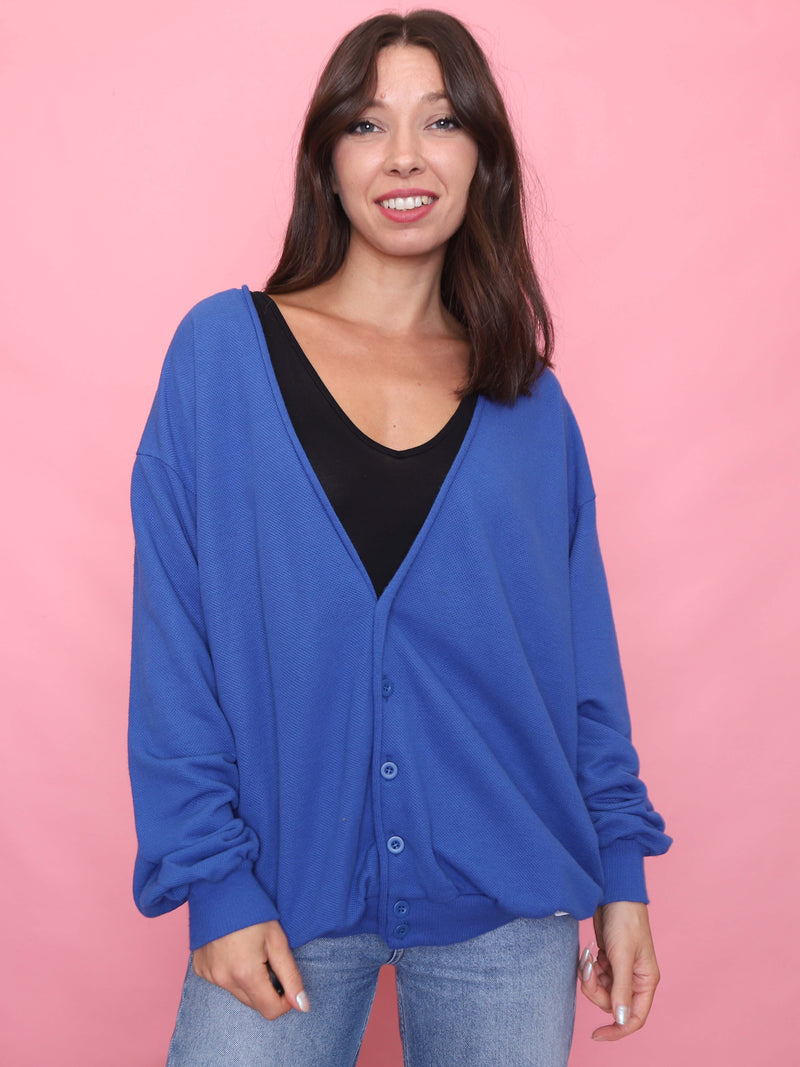 Vintage Blue Lightweight Button Up Cardigan