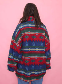 Vintage Aztec Style Patterned 1/4 Zip Fleece