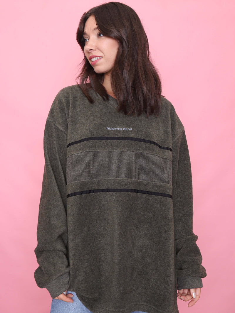 Vintage Olive Quarterdeck Fleece Sweatshirt  Pullover