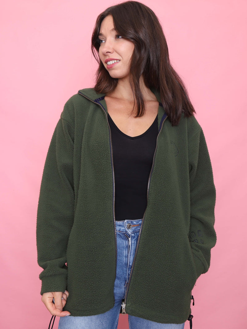 Vintage Forest Green Zip Up Fleece