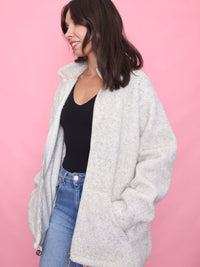 Vintage Cream Teddy Fleece Zip Up Jacket