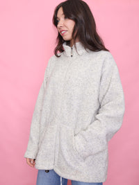 Vintage Cream Teddy Fleece Zip Up Jacket
