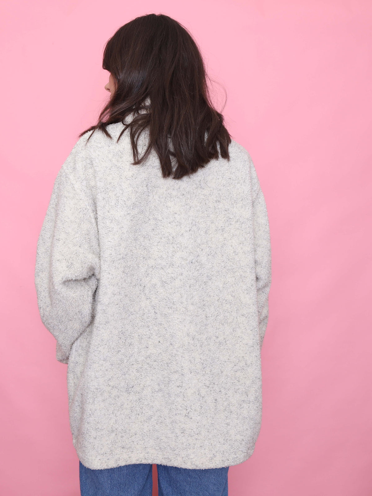 Vintage Cream Teddy Fleece Zip Up Jacket