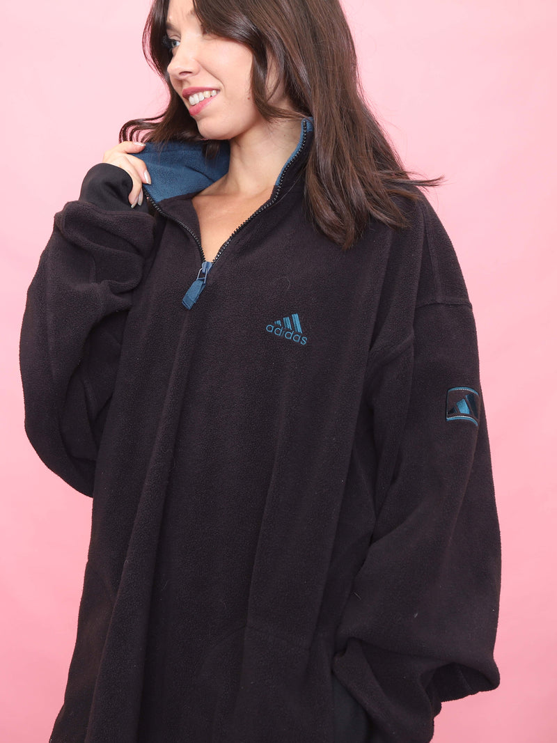 Vintage Adidas 1/4 Zip Black Fleece