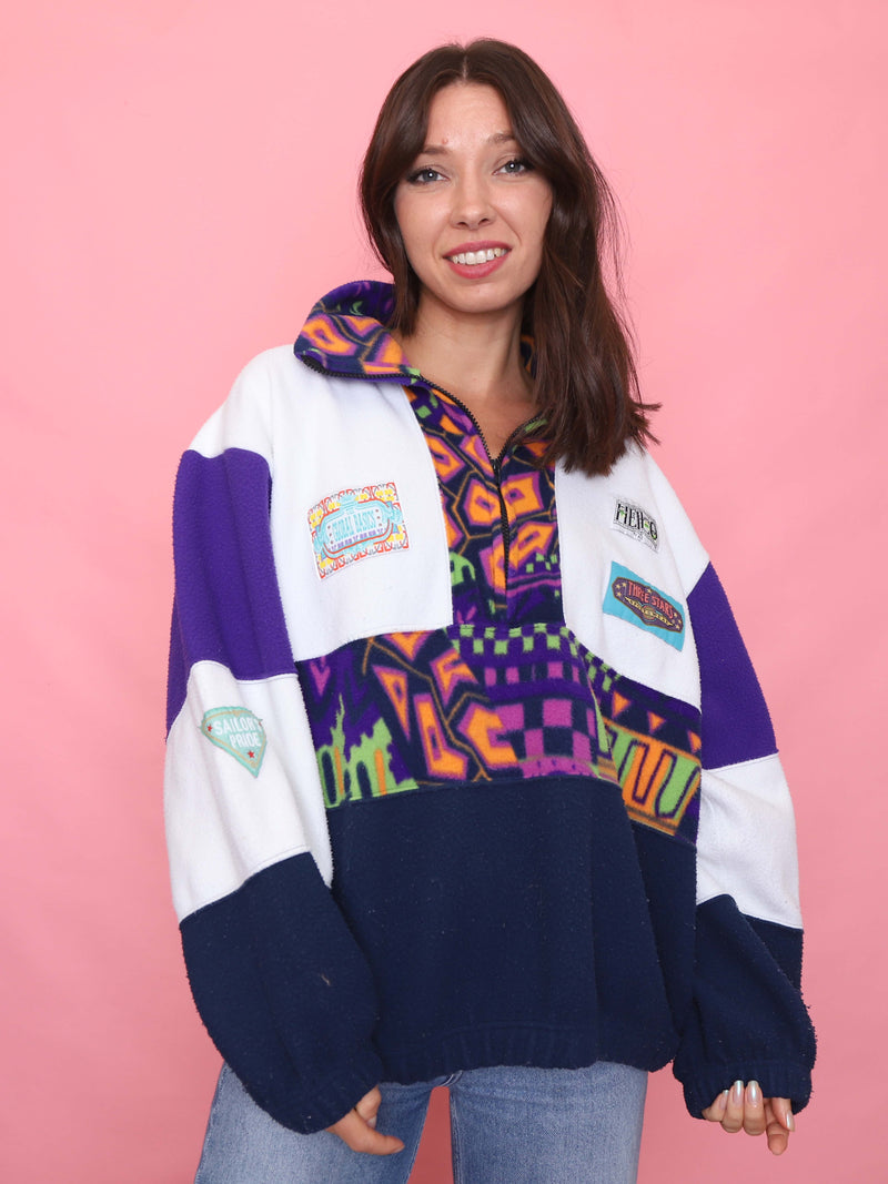Vintage 90s Graphic Patch 1/4 Zip Fleece Pullover