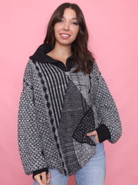 Vintage Monochrome 1/4 Zip Chunky Knit Jumper