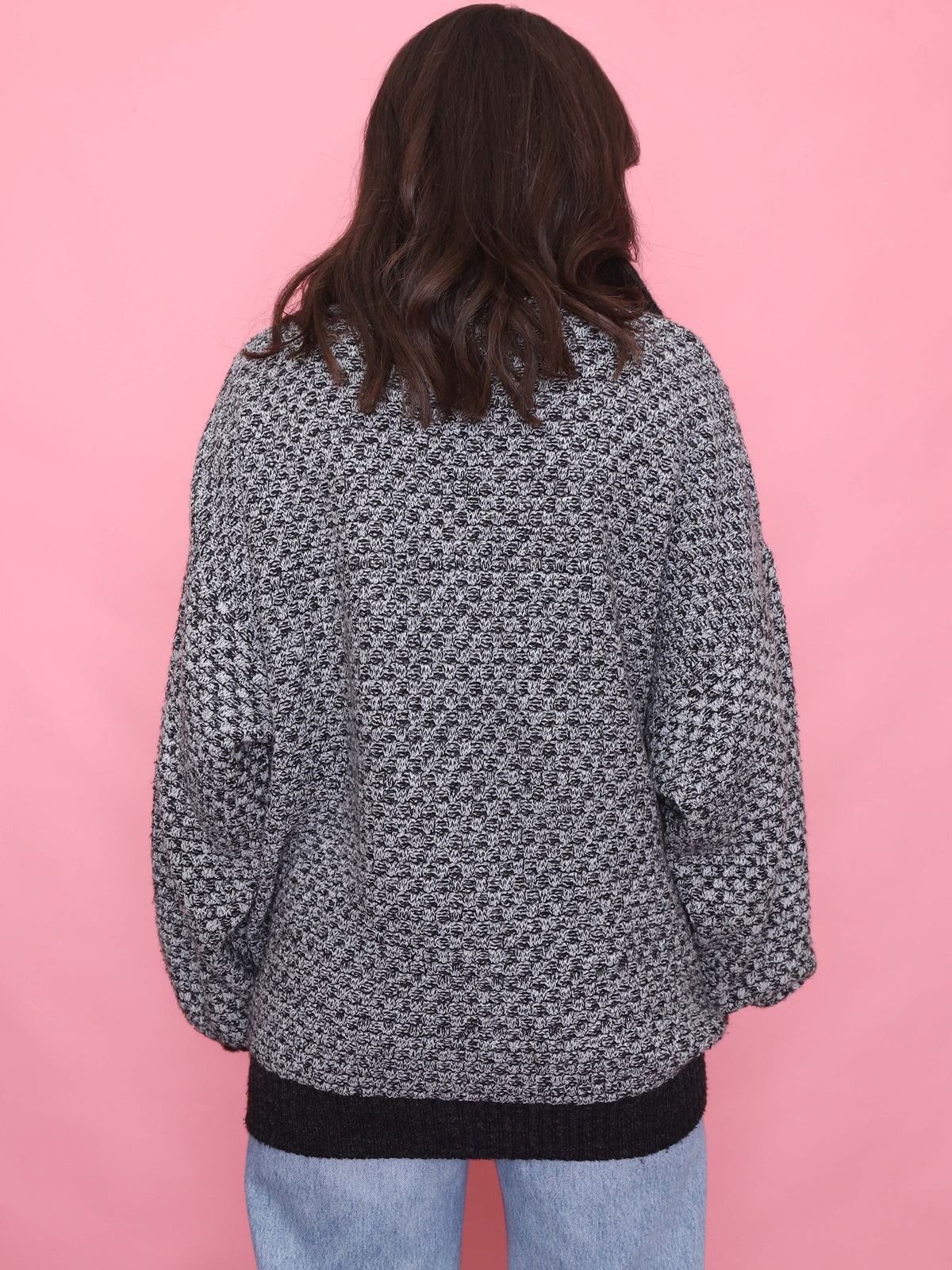 Vintage Monochrome 1/4 Zip Chunky Knit Jumper