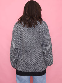 Vintage Monochrome 1/4 Zip Chunky Knit Jumper