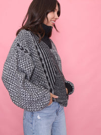 Vintage Monochrome 1/4 Zip Chunky Knit Jumper