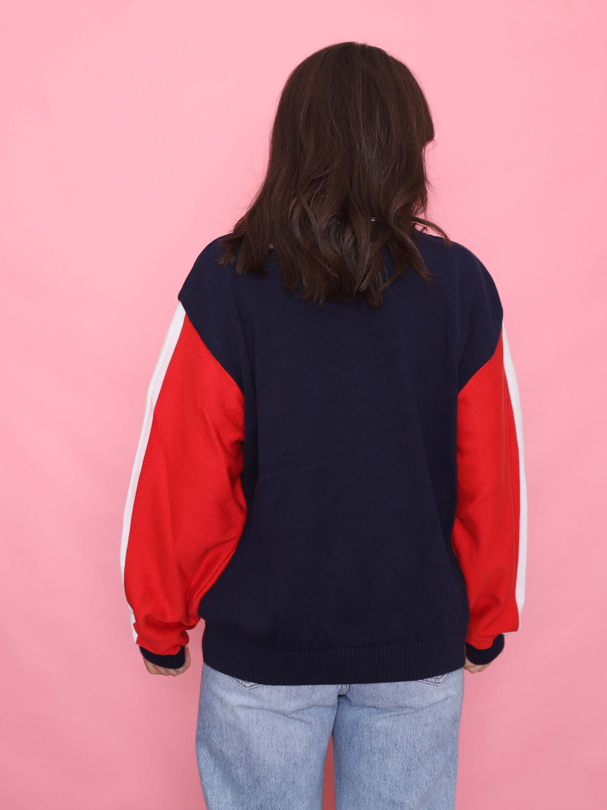 Vintage Red, White & Navy Striped Knit Jumper