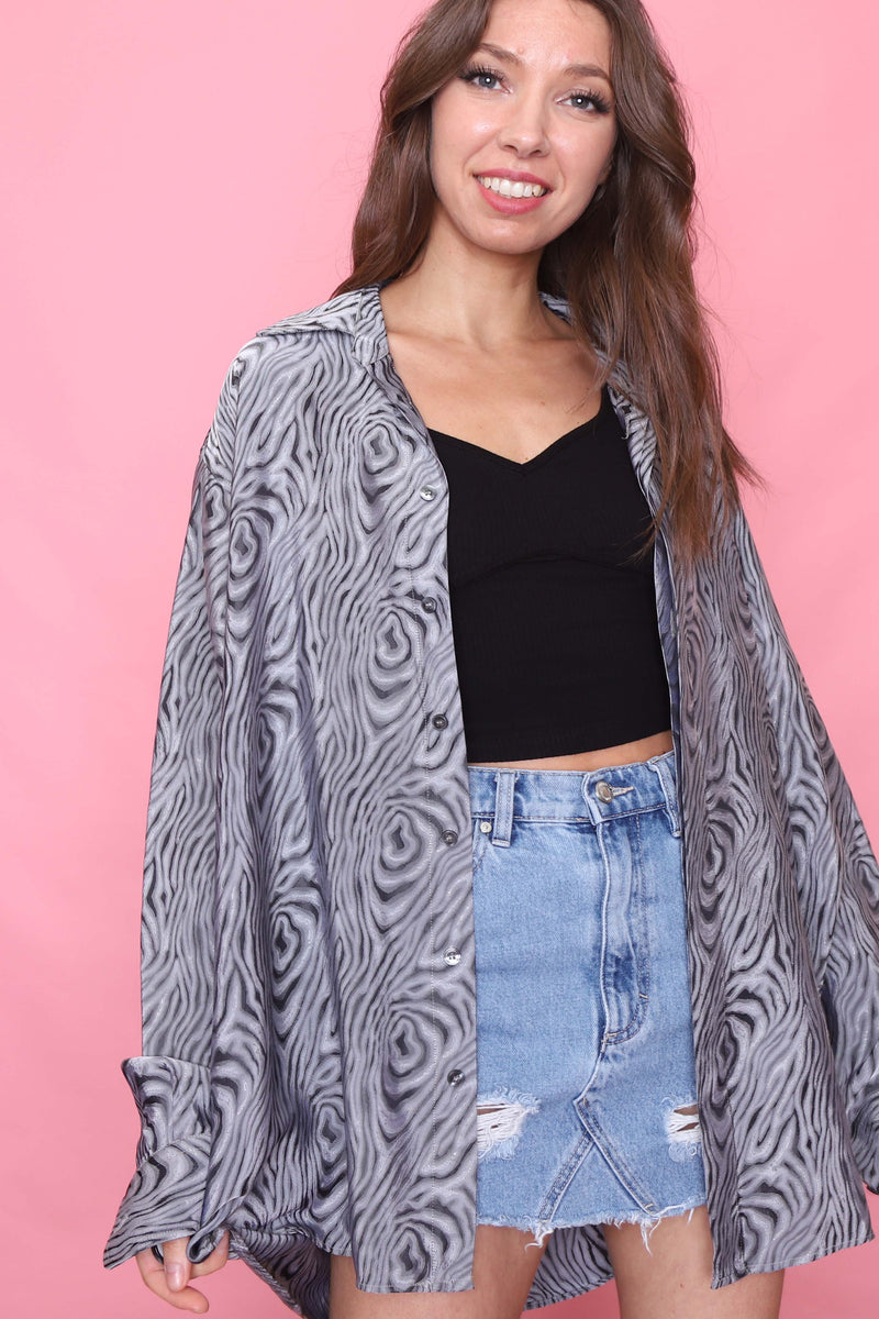 Vintage Abstract Patterned Long Sleeve Shirt
