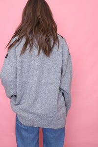 Vintage Argyle Patterned Knitted Cardigan Grey