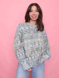 Vintage Pastel Geometric Pattern Knit Jumper