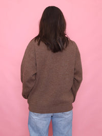 Vintage Brown Knit Jumper with Nordic Snowflake Pattern