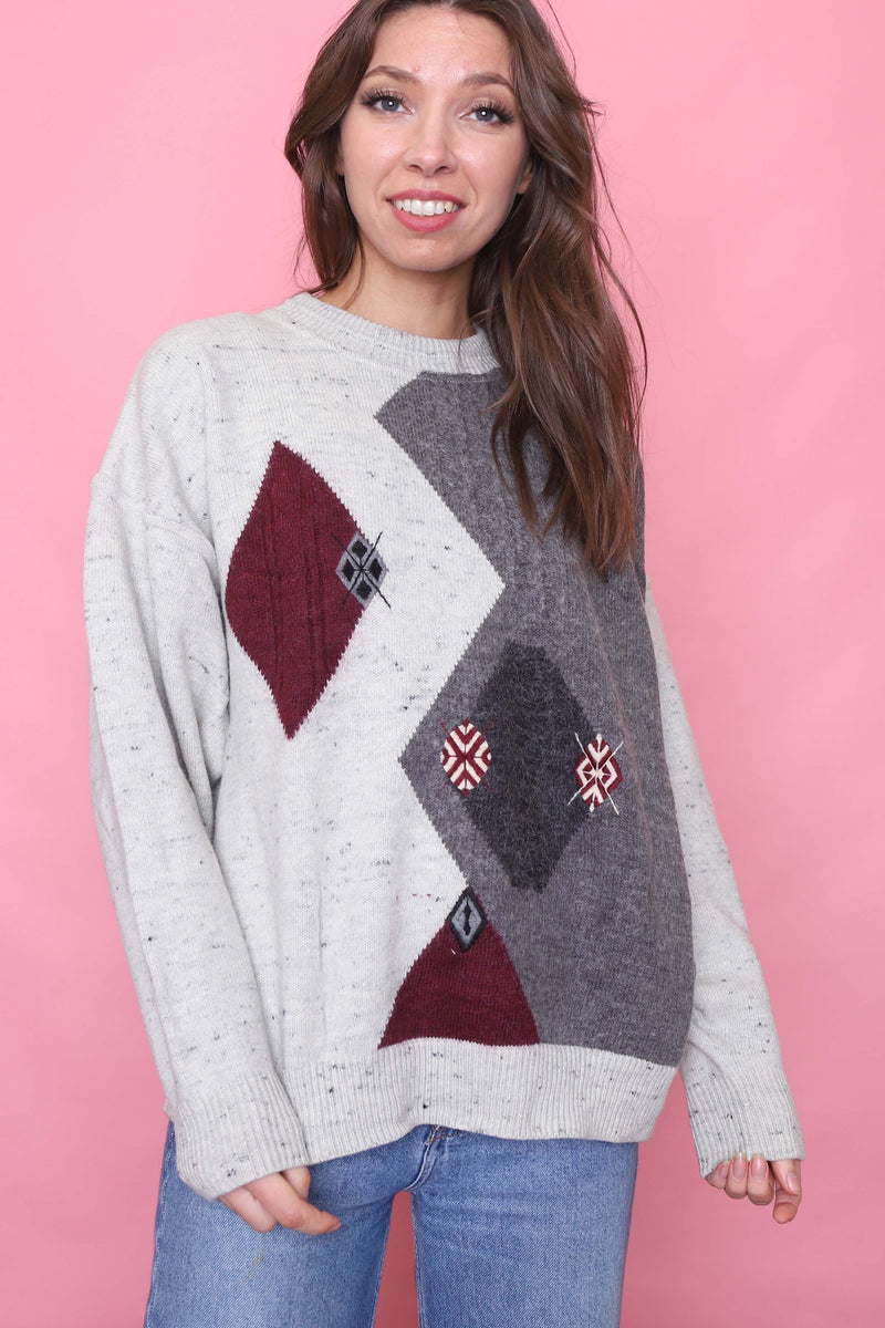Vintage Patterned Knitted Jumper