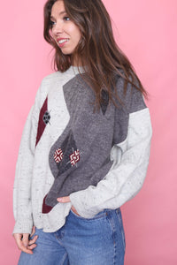 Vintage Patterned Knitted Jumper