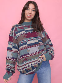 Vintage Multi Colour Pattern Knit Jumper