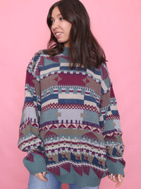 Vintage Multi Colour Pattern Knit Jumper