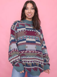 Vintage Multi Colour Pattern Knit Jumper