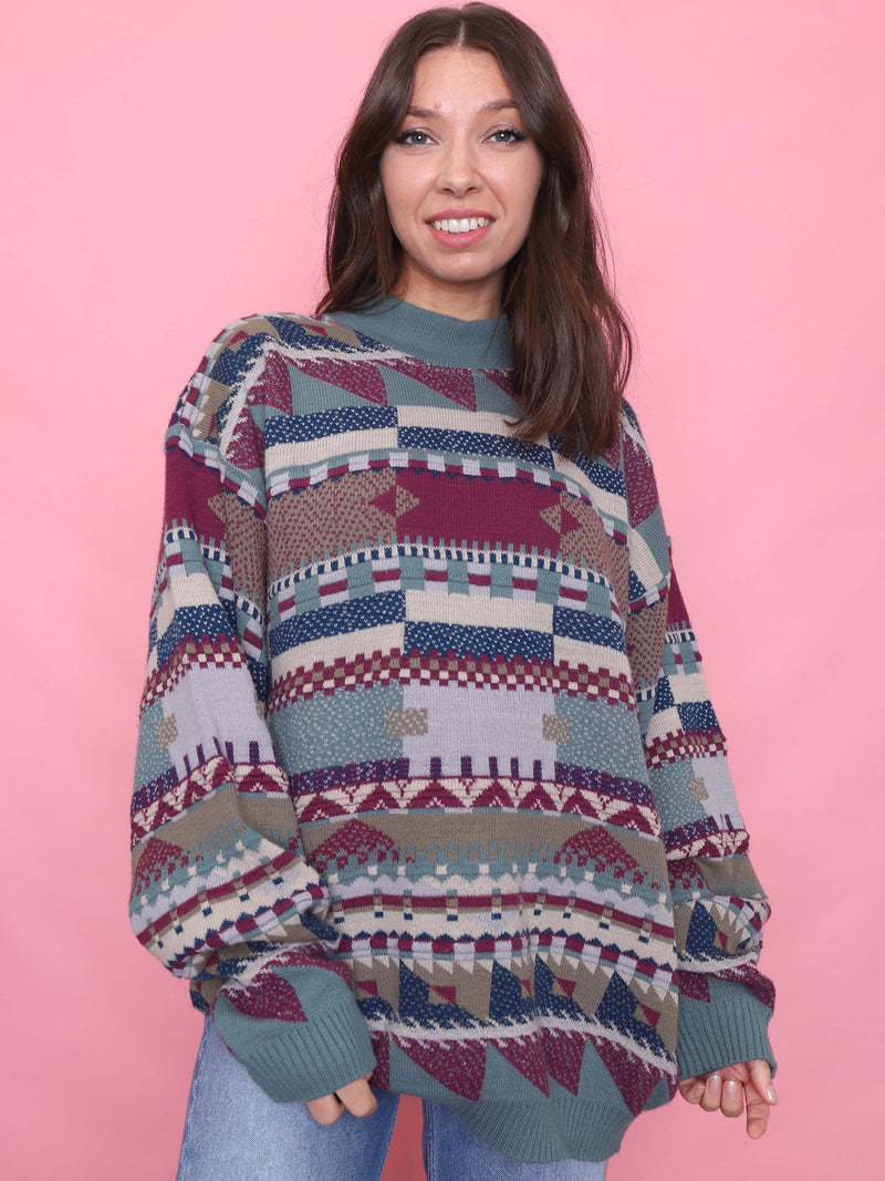 Vintage Multi Colour Pattern Knit Jumper