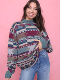 Vintage Multi Colour Pattern Knit Jumper