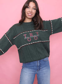 Vintage Embroidered Knit Jumper Wool Green