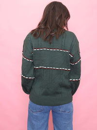 Vintage Embroidered Knit Jumper Wool Green