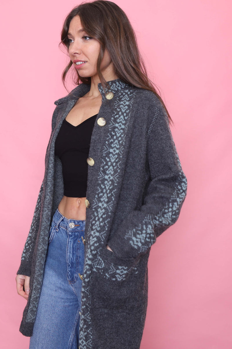 Vintage Patterned Knitted Cardigan