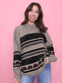 Vintage Geometric Pattern Knit Jumper