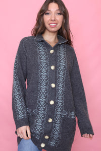 Vintage Patterned Knitted Cardigan