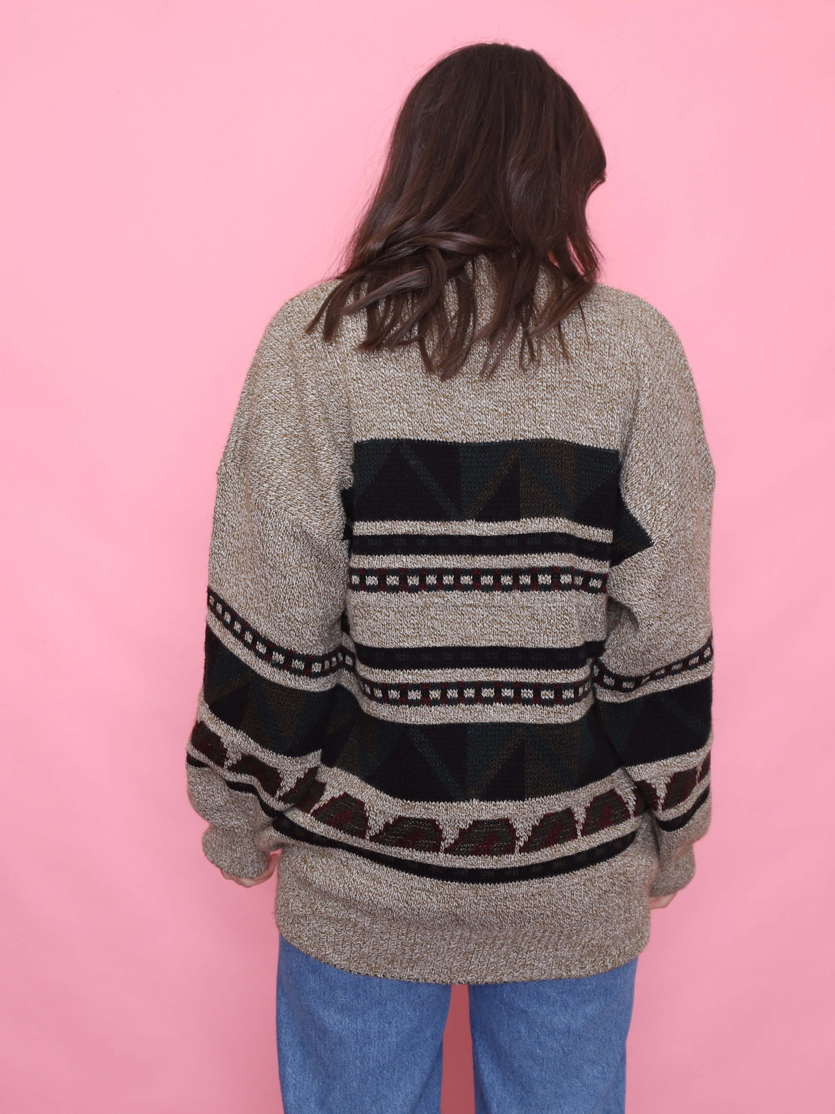 Vintage Geometric Pattern Knit Jumper