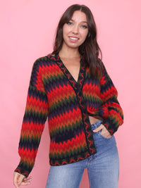Vintage Multi Colour Pattern Knit Cardigan
