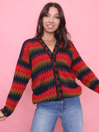 Vintage Multi Colour Pattern Knit Cardigan