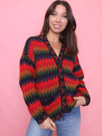 Vintage Multi Colour Pattern Knit Cardigan
