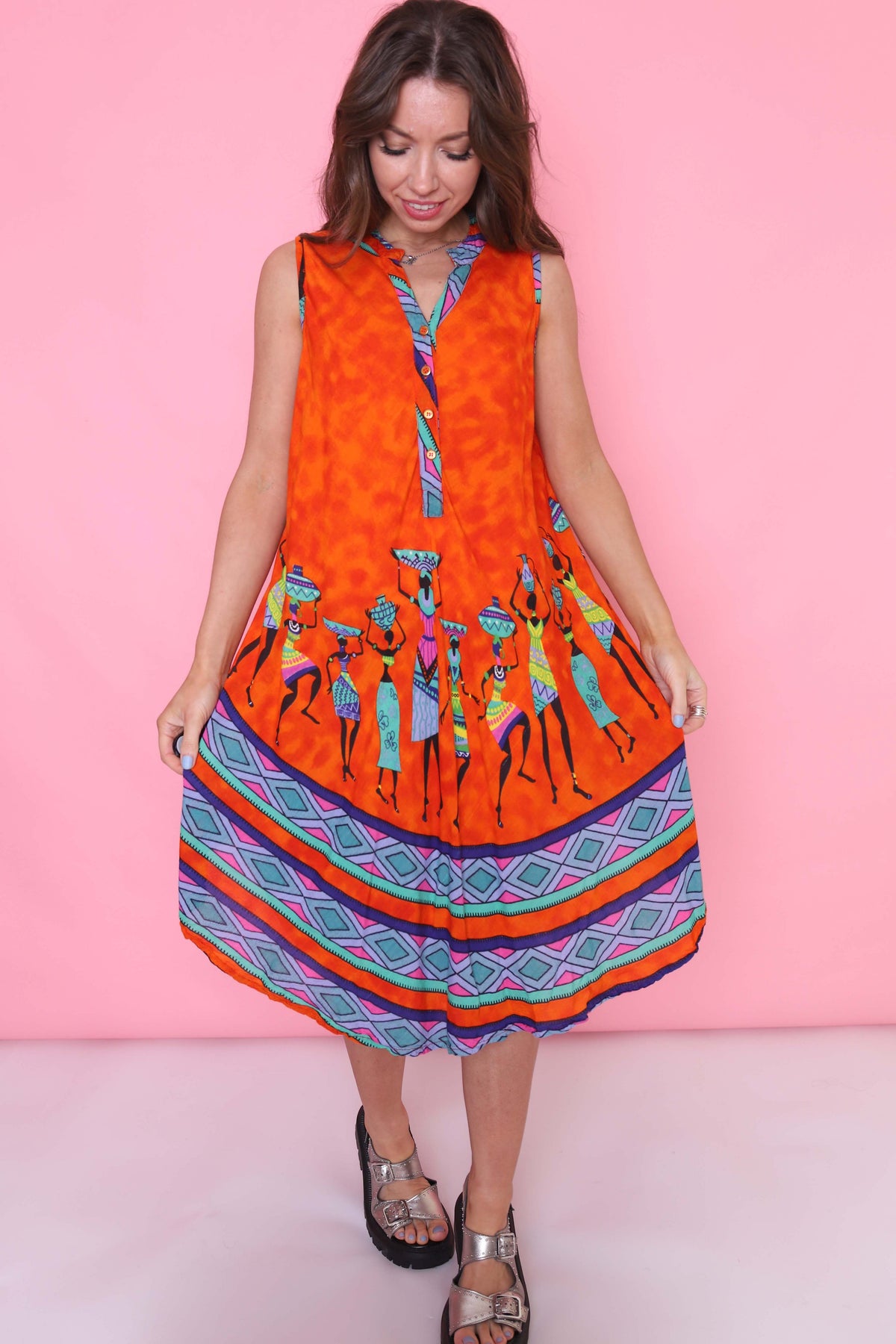 Vintage 90s Colourful Patterned Dress